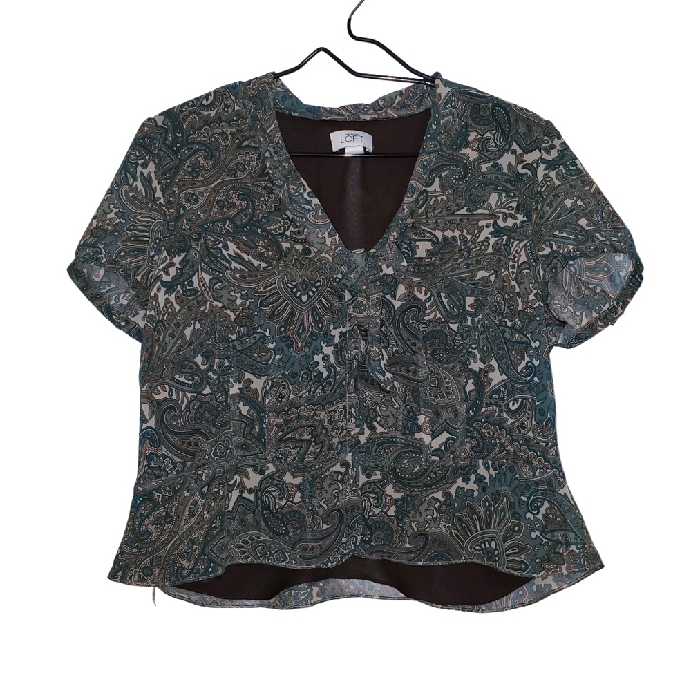 LOFT Paisley Button Front Blouse